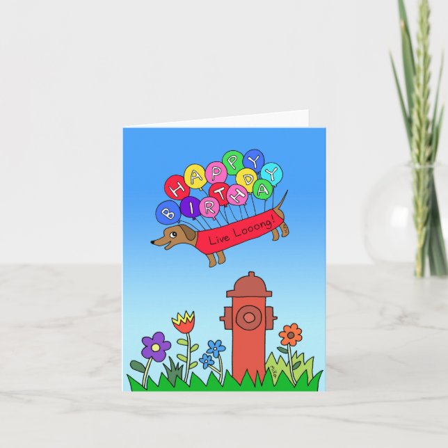 Dachshund Wiener Hund Flies Cute Funny Birthday Kort (Framsida)