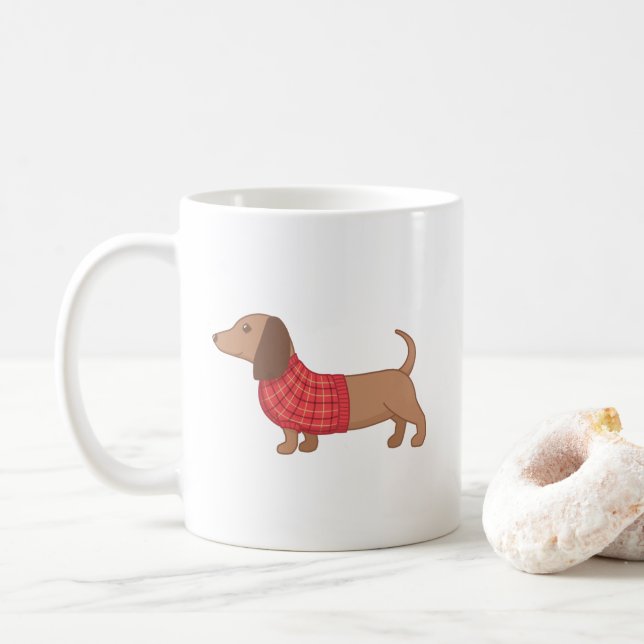 Dachshund Wiener Hund i en sötare Kaffemugg (Med munk)