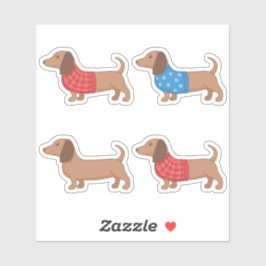Dachshund Wiener Hund i sötningssats 4 Klistermärken