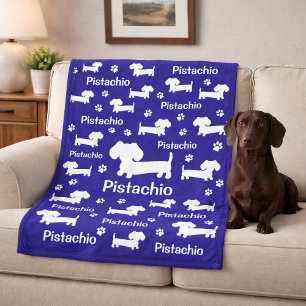 Dachshund Wiener Hund Personlig Blanket Blue Fleecefilt