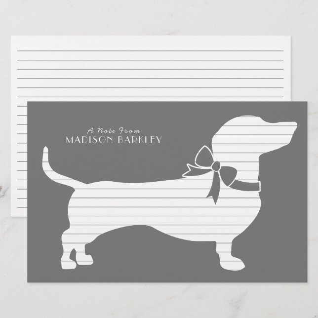 Dachshund Wiener Hund Puppy Stationery Brevpapper (Fram/baksida)
