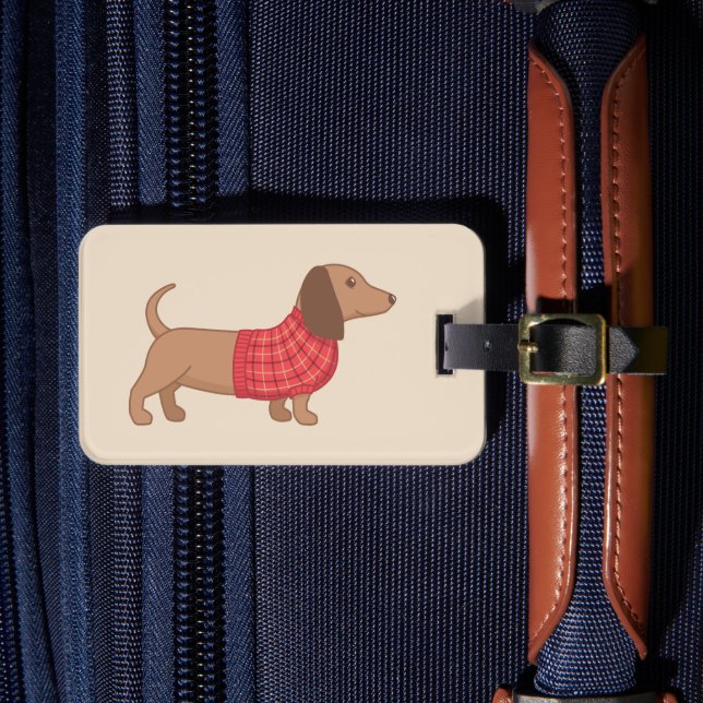 Dachshund Wiener Hund Red Play Sweater på Beige Bagagebricka (Framsida Insitu 4)