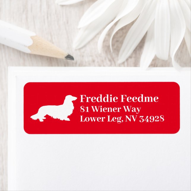 Dachshund Wiener Hund | Rött returadressetikett Returadress Etikett (Insitu)