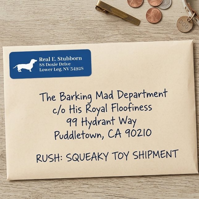 Dachshund Wiener Hund | Royal BlueLabel Returadress Etikett (Dachshund Blue Return address Label)