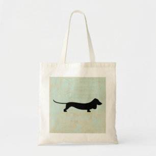 Dachshund Wiener Hund Silhouette på Teal Music BG Tygkasse