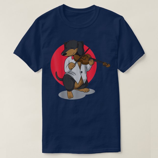 Dachshund Wiener Hund spelar Violin Cute Funny Vio T Shirt (Design framsida)