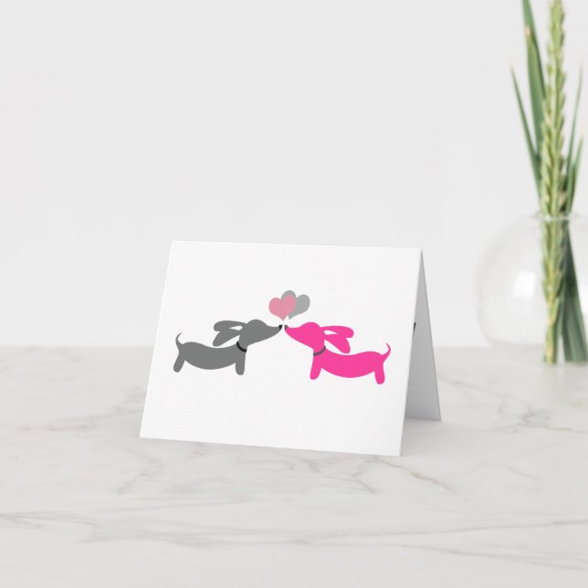 Dachshund Wiener Hund Valentine Day Card Helgkort (Framsida)