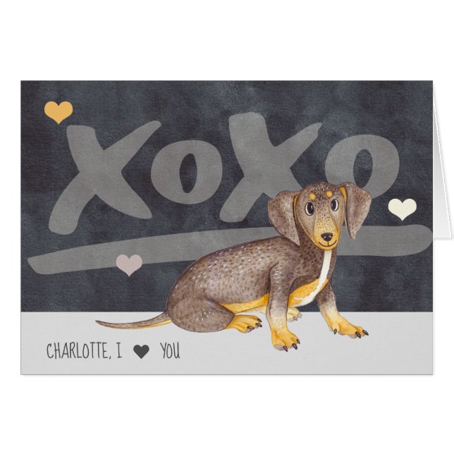 Dachshund Wiener Personlig Valentines day Hälsningskort (Framsidan Horizontal)