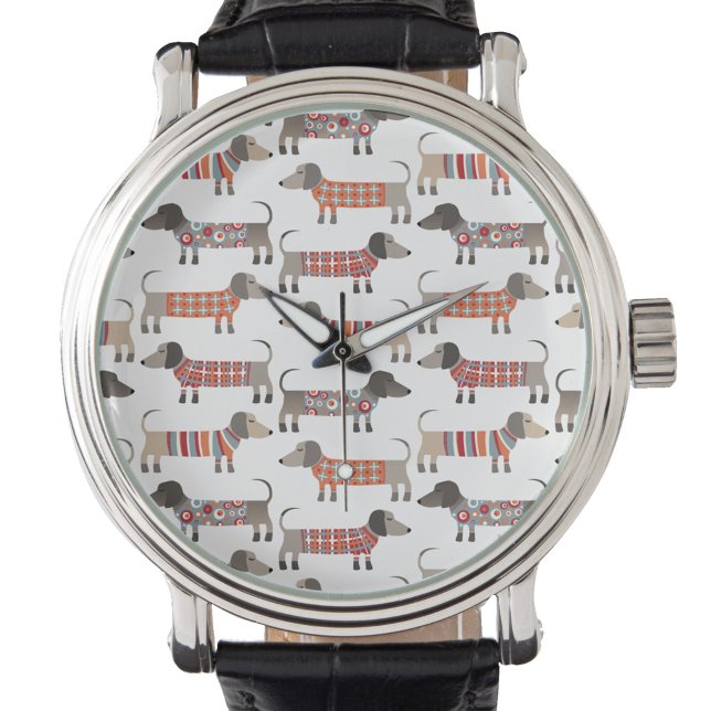 Dachshund Wiener Sause Hund Armbandsur (Dachshund Wiener Sausage Dog pattern watch)