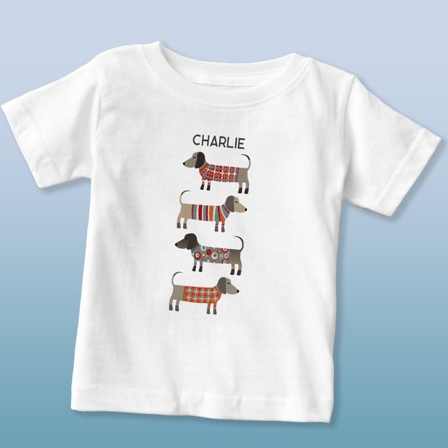 Dachshund Wiener Sause Hund Personlig T Shirt (Fun personalized name dachshund wiener sausage dog t-shirt)
