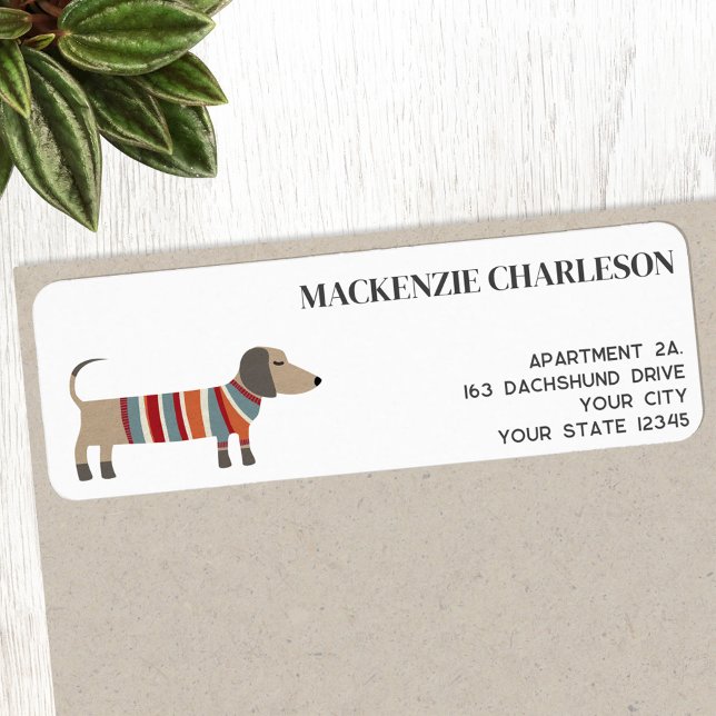 Dachshund Wiener Sause Hund Returadress Returadress Etikett (Fun Dachshund Wiener Sausage Dog personalized return address label)