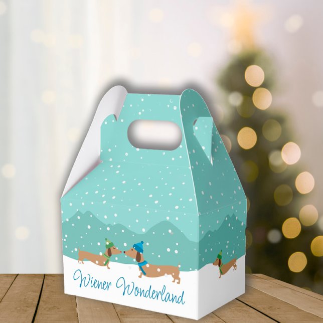 Dachshund Wiener Wonderland jul Gift Box Presentaskar (Dachshund Wiener Wonderland Christmas gift boxes)