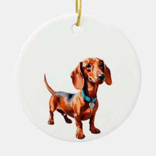 Dachshund Wienerdog prydnad presentidé Julgransprydnad Keramik
