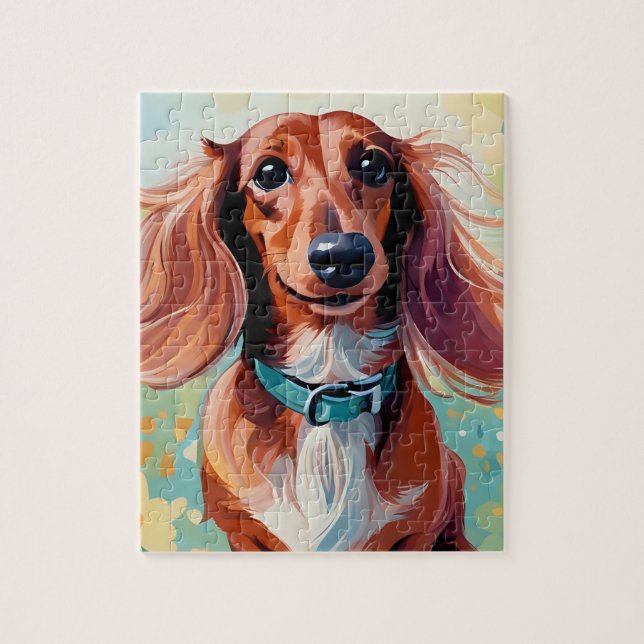 DACHSHUND Wienerdog roligt Children puzzle Pussel (Vertikal)
