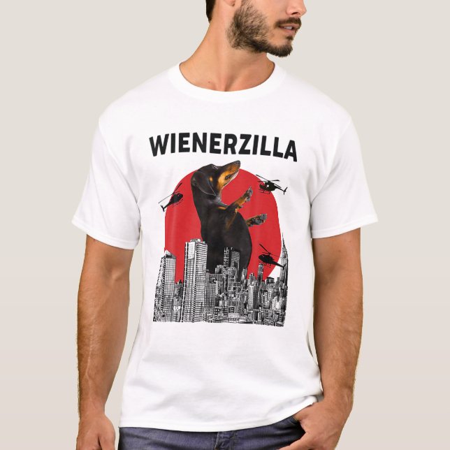 Dachshund Wienerzilla T Shirt (Framsida)