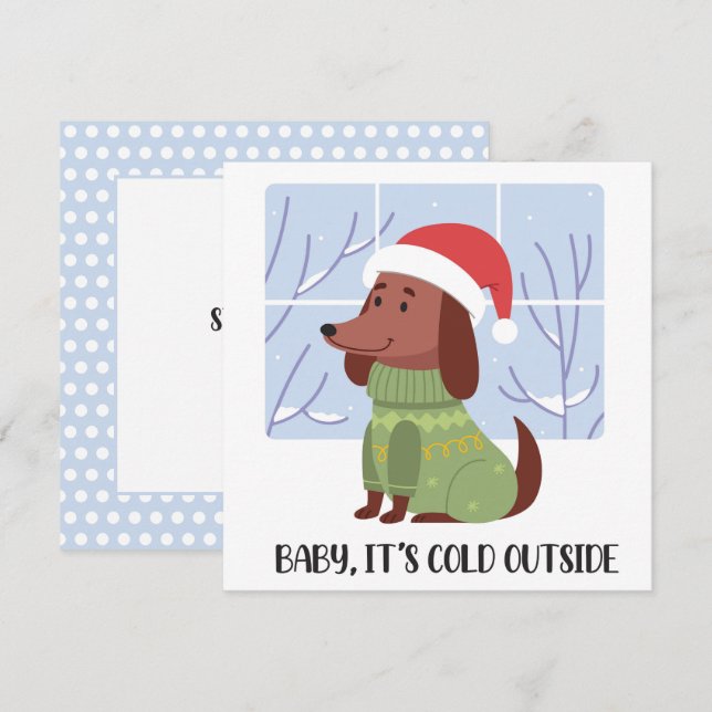 Dachshund Winter-hälsningskort (Fram/baksida)