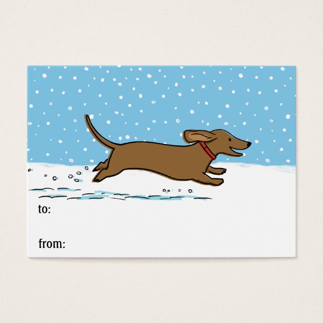 Dachshund Winter Helgdag Cute Wiener Hund Gift Mär Visitkort (Framsidan)