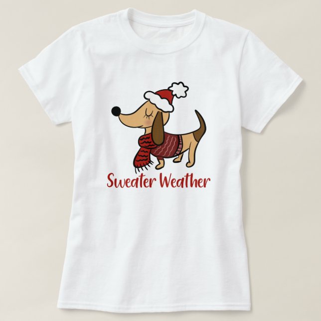 Dachshund Winter Hund T-Shirt (Design framsida)