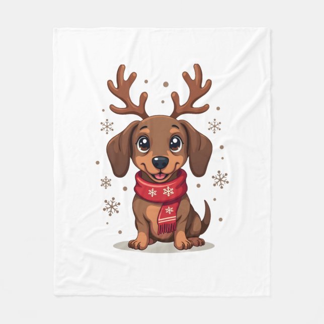 Dachshund Winter Joy Fleecefilt (Framsidan)