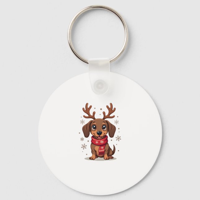 Dachshund Winter Joy Nyckelring (Framsida)