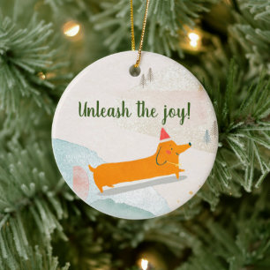 Dachshund Winter jul Julgransprydnad Keramik