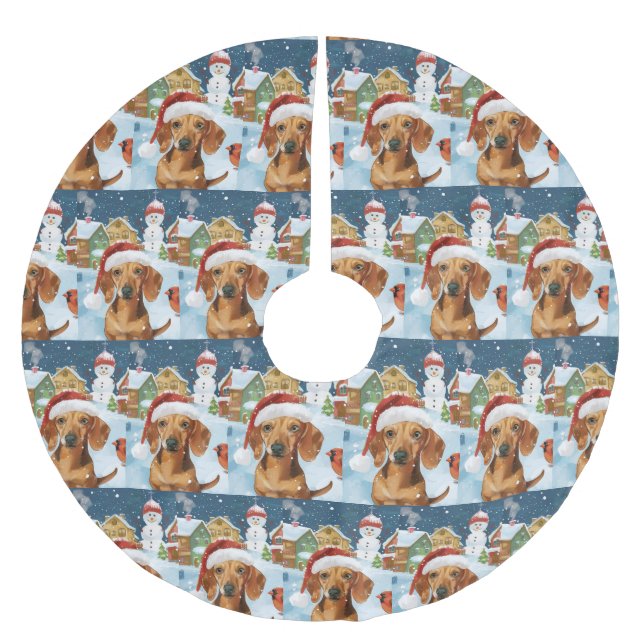Dachshund Winter Wonderland jul Joy Julgransmatta Borstad Polyester (Framsidan)