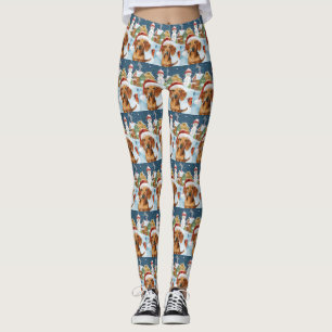 Dachshund Winter Wonderland jul Joy Leggings