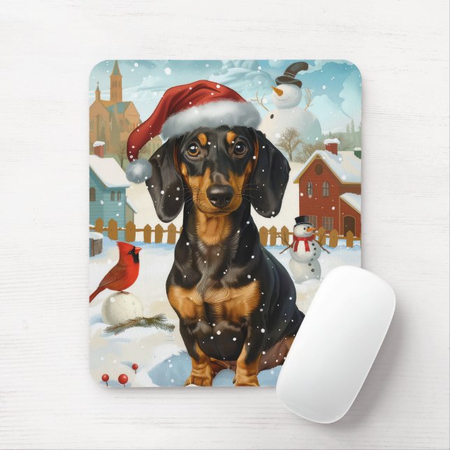 Dachshund Winter Wonderland jul Joy Musmatta (Med mus)
