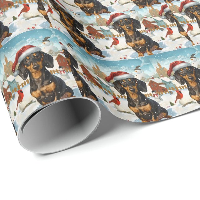 Dachshund Winter Wonderland jul Joy Presentpapper (Rullad Hörn)