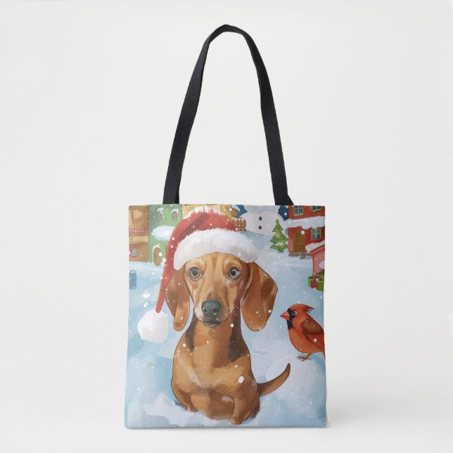Dachshund Winter Wonderland jul Joy Tygkasse (Framsida)