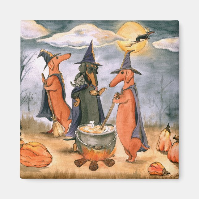 Dachshund Witches Magnet (Framsidan)