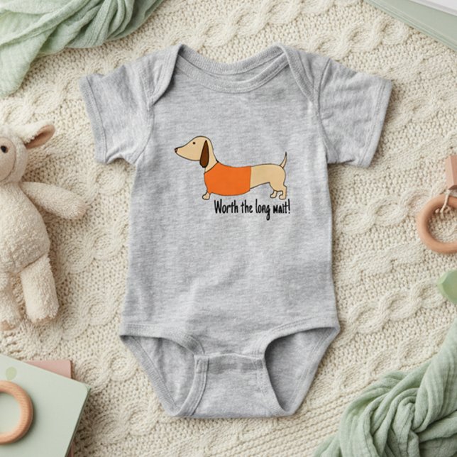 Dachshund Worth Long Wait Outfit Genutral T Shirt (Worth the long wait - dachshund baby shower outfit gift)