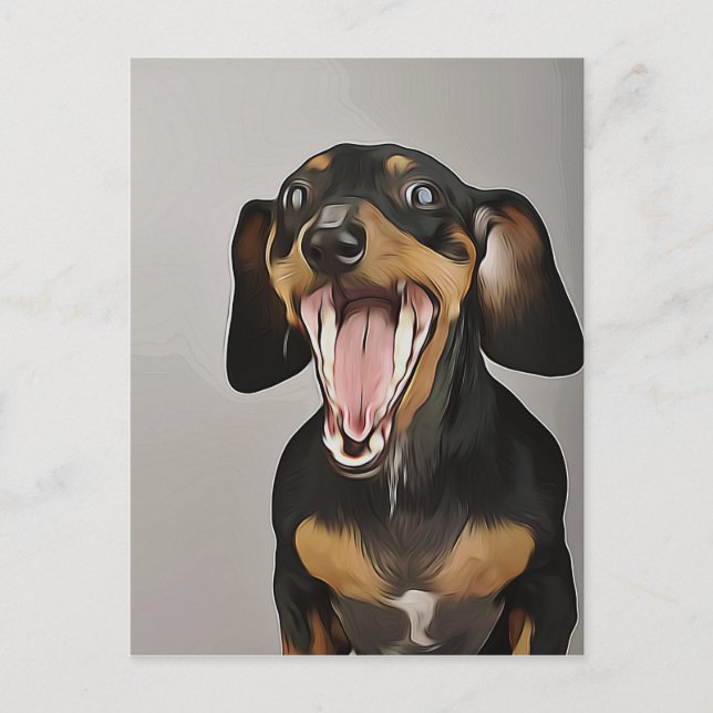 Dachshund Yawning Dachshund Birthday Poster Vykort (Framsida)