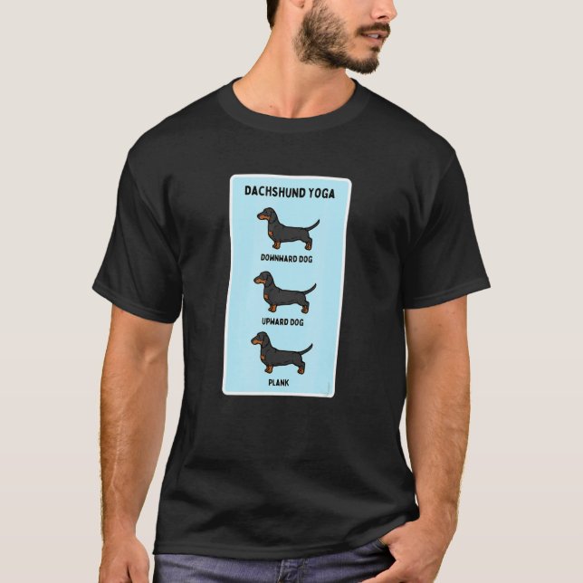 Dachshund Yoga Fånig Pet Owner Joke Plank Exercise T Shirt (Framsida)
