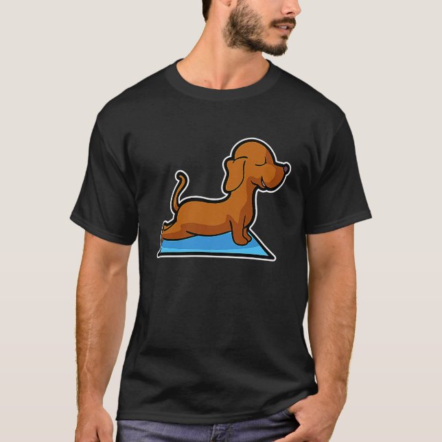 Dachshund Yoga Poses Sport Gymnastics Ohmmm Heartb T Shirt (Framsida)