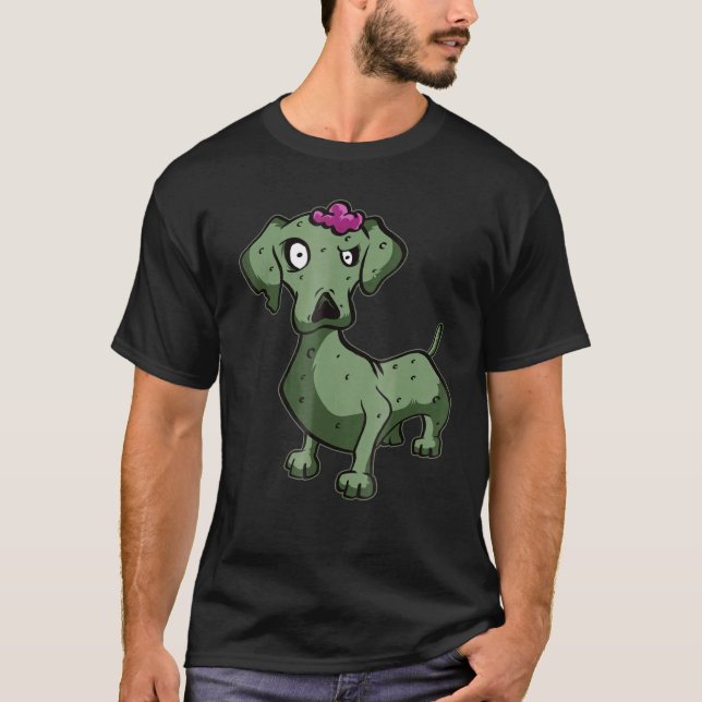 Dachshund Zombie Living Dead Halloween T Shirt (Framsida)