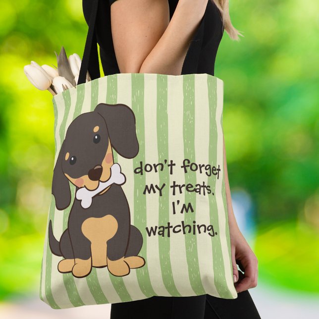 Dachshundben Tittar Grön Rand Tygkasse (Skapare uppladdad)
