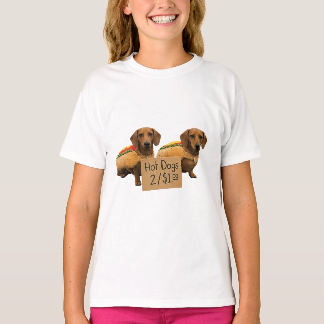 Dachshunder sålda som korvar t shirt (Framsida)