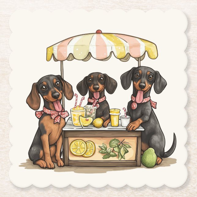Dachshundhundar Lemonadstånd Underlägg Papper (Framsida)