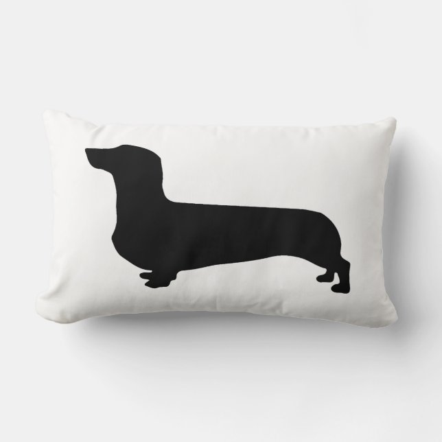 Dachshundkudde med randig baksida lumbarkudde (Framsida)
