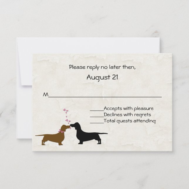 Dachshunds Anpassningsbar Ivory Bröllop OSA Card (Framsida)