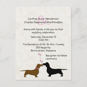 Dachshunds Anpassningsbar Ivory Wedding bjudande Vykort