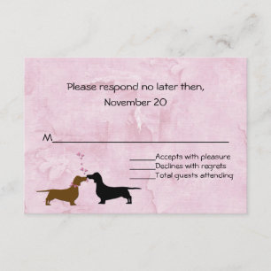 Dachshunds Anpassningsbar Rosa Bröllop OSA Kort