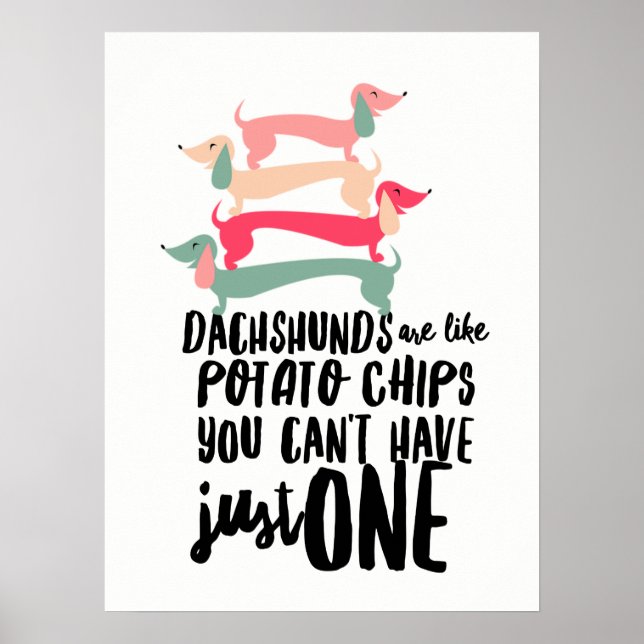 Dachshunds är som Potatischips Affisch (Framsidan)