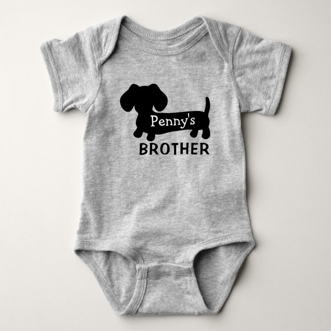 Dachshunds Baby Brother-Personlig med Namn T Shirt (Framsida)