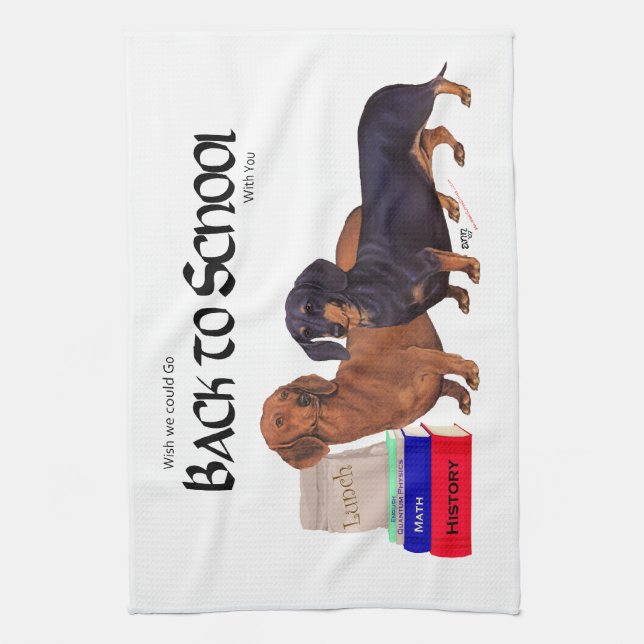 Dachshunds Back to school Kökshandduk (Vertikal)