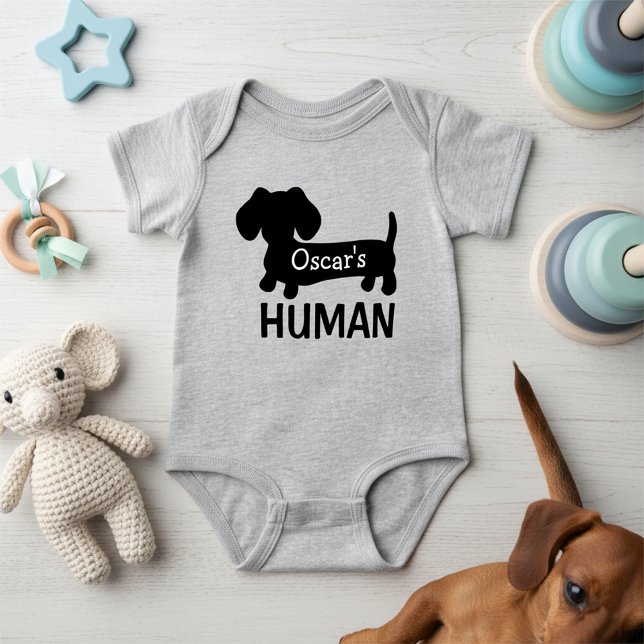 Dachshunds bästa mänskliga Personlig T Shirt (Personalized dachshund owner baby shower gift - include dog's name)