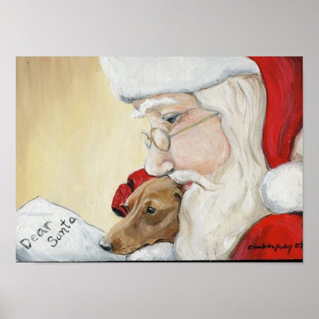 Dachshunds begäran om Santa Kanvastryck Poster (Framsidan)