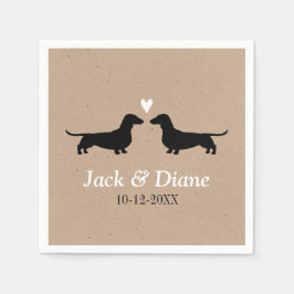 Dachshunds Bröllop par med Anpassningsbar text Pappersservett