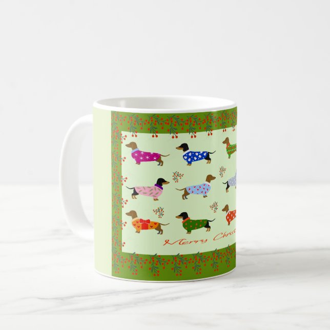 Dachshunds Christmas mug Kaffemugg (Framsida vänster)